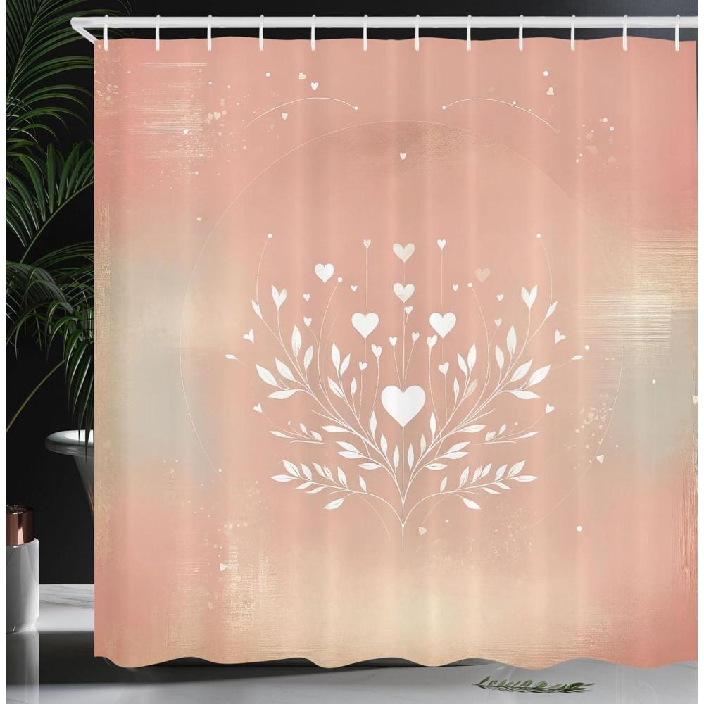 imageAmbesonne Pink Shower Curtain Dreamy Huddle of Carnation Flowers with Gentle Petals on Plain Backdrop Cloth Fabric Bathroom Decor Set with Hooks 69 W x 70 L Dark Sea Green Pale KhakiBlush White Pale Mauve
