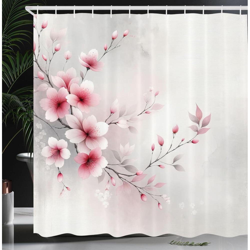 imageAmbesonne Pink Shower Curtain Dreamy Huddle of Carnation Flowers with Gentle Petals on Plain Backdrop Cloth Fabric Bathroom Decor Set with Hooks 69 W x 70 L Dark Sea Green Pale KhakiPale Grey Magenta Blush