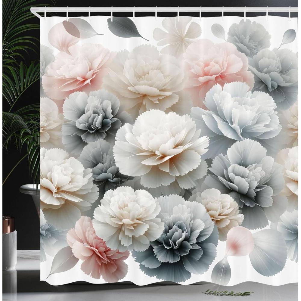 imageAmbesonne Pink Shower Curtain Dreamy Huddle of Carnation Flowers with Gentle Petals on Plain Backdrop Cloth Fabric Bathroom Decor Set with Hooks 69 W x 70 L Dark Sea Green Pale KhakiDark Sea Green Pale Khaki