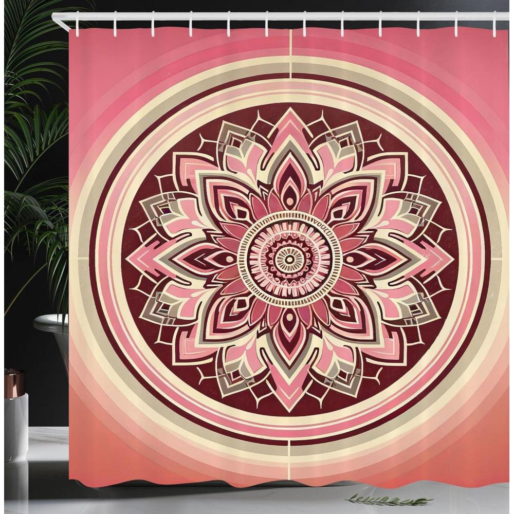 imageAmbesonne Pink Shower Curtain Dreamy Huddle of Carnation Flowers with Gentle Petals on Plain Backdrop Cloth Fabric Bathroom Decor Set with Hooks 69 W x 70 L Dark Sea Green Pale KhakiDried Rose Peach