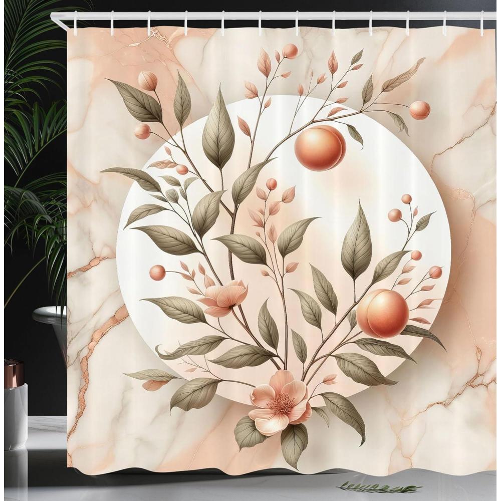 imageAmbesonne Pink Shower Curtain Dreamy Huddle of Carnation Flowers with Gentle Petals on Plain Backdrop Cloth Fabric Bathroom Decor Set with Hooks 69 W x 70 L Dark Sea Green Pale KhakiSlate Brown and Pale Tan