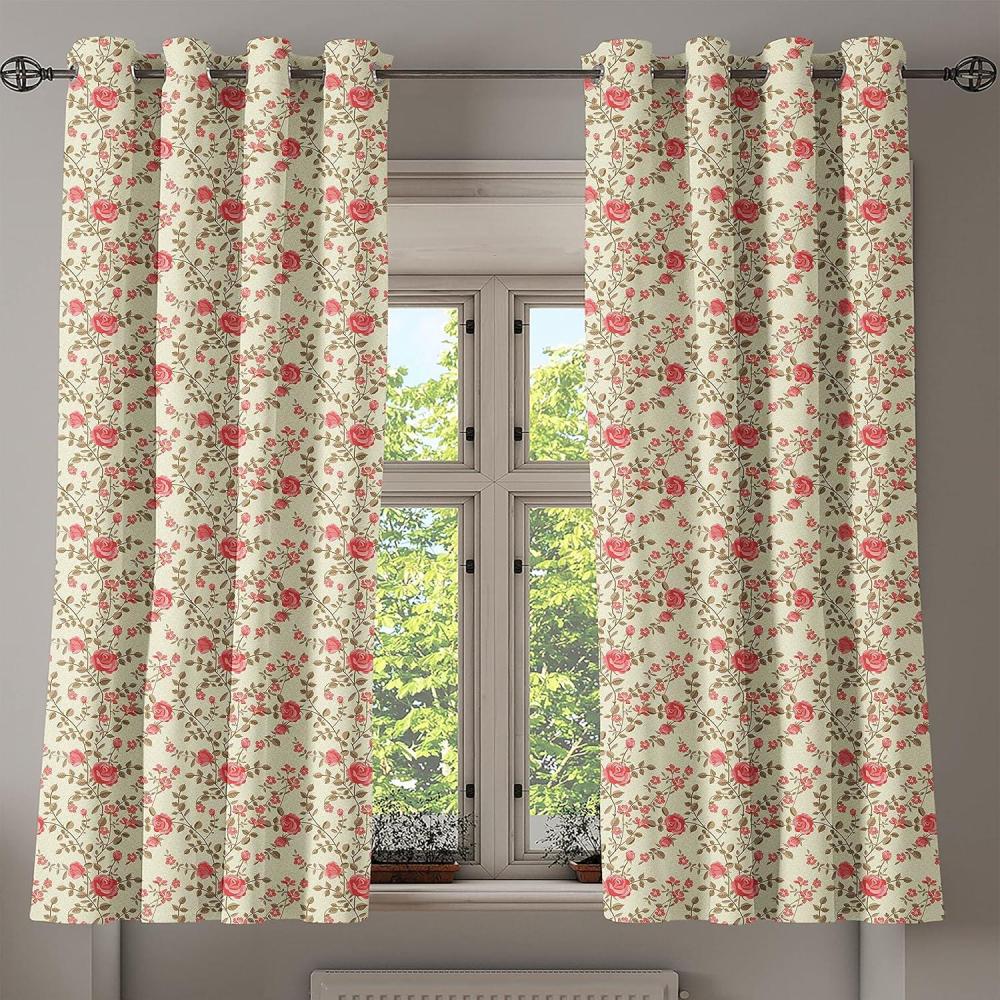 imageAmbesonne Rose Grommet Curtain Shades of Pink Gentle Seasonal Flora Romance Love Theme Valentines Day Inspired Design Decorative 2Panel Window Drapes for Bedroom Living Room 50 x 72 PinkPale Yellow Dark Coral