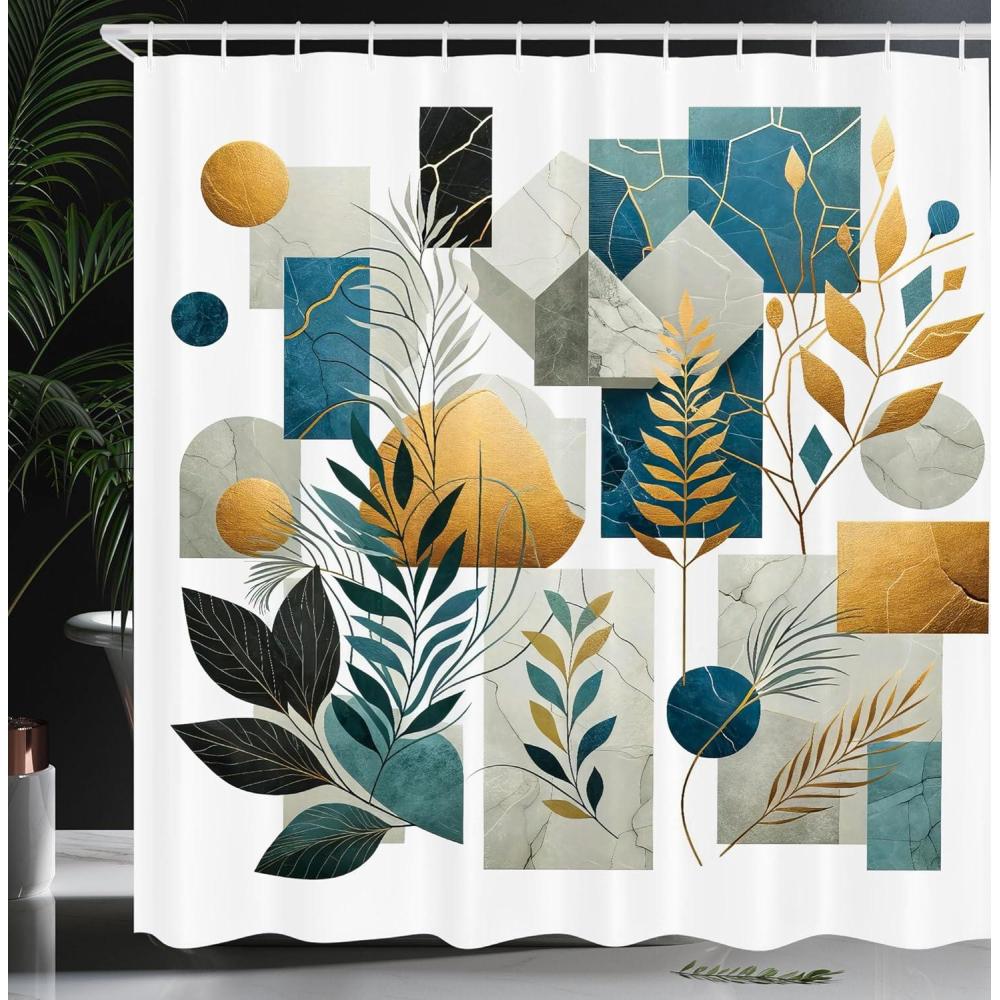 imageAmbesonne Tan Shower Curtain Romantic Boho Nostalgic Minimalistic Monochromatic Wild Flowers Painting Print Cloth Fabric Bathroom Decor Set with Hooks 69 W x 75 L Ecru Sepia AlmondBlue Grey Pastel Brown