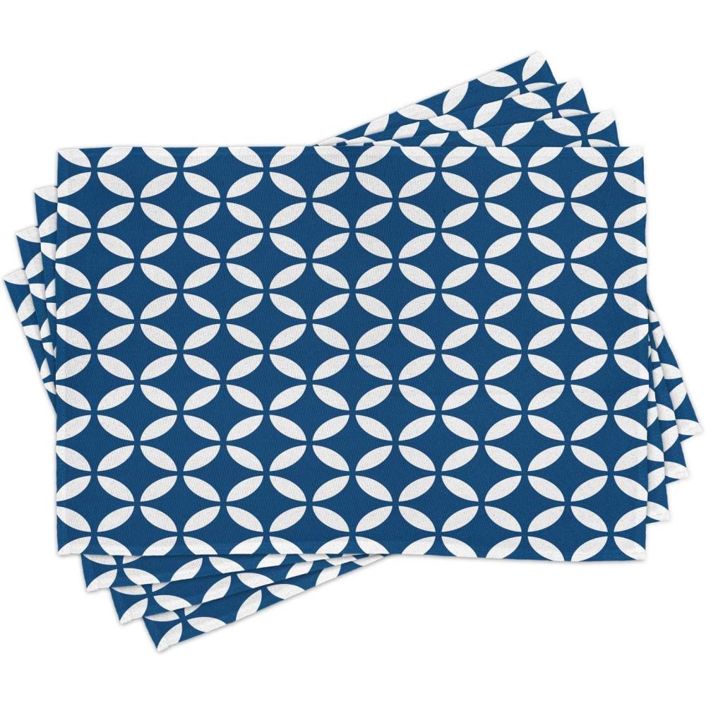 imageAmbesonne Valentine Place Mats Set of 4 Different Types of Heart Shapes Romance Love Theme Watercolor Striped Art Washable Fabric Placemats for Dining Table Standard Size White BlackAzure Blue