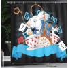 Ambesonne Alice in Wonderland Shower Curtain, Rabbit Motion Cups Hearts and Flower Character Alice Cartoon Style, Cloth Fabric Bathroom Decor Set with Hooks, 69″ W x 70″ L, Dark Blue Charcoal Grey