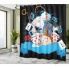 Ambesonne Alice in Wonderland Shower Curtain, Rabbit Motion Cups Hearts and Flower Character Alice Cartoon Style, Cloth Fabric Bathroom Decor Set with Hooks, 69″ W x 70″ L, Dark Blue Charcoal Grey