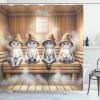 Ambesonne Cat Shower Curtain, Toasting Champagne Kitties Romantic Date Crescent Clouds Heart Balloons, Cloth Fabric Bathroom Decor Set with Hooks, 69″ W x 70″ L, Dark Night Blue Vermilion(Pastel Brown and Pale Grey)