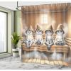 Ambesonne Cat Shower Curtain, Toasting Champagne Kitties Romantic Date Crescent Clouds Heart Balloons, Cloth Fabric Bathroom Decor Set with Hooks, 69″ W x 70″ L, Dark Night Blue Vermilion(Pastel Brown and Pale Grey)