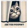 Ambesonne Cat Shower Curtain, Toasting Champagne Kitties Romantic Date Crescent Clouds Heart Balloons, Cloth Fabric Bathroom Decor Set with Hooks, 69″ W x 70″ L, Dark Night Blue Vermilion(Dark Blue Ivory)