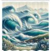 Ambesonne Cat Shower Curtain, Toasting Champagne Kitties Romantic Date Crescent Clouds Heart Balloons, Cloth Fabric Bathroom Decor Set with Hooks, 69″ W x 70″ L, Dark Night Blue Vermilion(Reseda Green Teal and Blue)