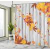 Ambesonne Cat Shower Curtain, Toasting Champagne Kitties Romantic Date Crescent Clouds Heart Balloons, Cloth Fabric Bathroom Decor Set with Hooks, 69″ W x 70″ L, Dark Night Blue Vermilion(Yellow Orange)