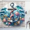 Ambesonne Cat Shower Curtain, Toasting Champagne Kitties Romantic Date Crescent Clouds Heart Balloons, Cloth Fabric Bathroom Decor Set with Hooks, 69″ W x 70″ L, Dark Night Blue Vermilion(Teal Pink and Coconut)