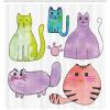 Ambesonne Cat Shower Curtain, Toasting Champagne Kitties Romantic Date Crescent Clouds Heart Balloons, Cloth Fabric Bathroom Decor Set with Hooks, 69″ W x 70″ L, Dark Night Blue Vermilion(Violet White Multicolor)