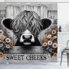 Ambesonne Cat Shower Curtain, Toasting Champagne Kitties Romantic Date Crescent Clouds Heart Balloons, Cloth Fabric Bathroom Decor Set with Hooks, 69″ W x 70″ L, Dark Night Blue Vermilion(Grey Black and Orange)
