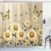 Ambesonne Cat Shower Curtain, Toasting Champagne Kitties Romantic Date Crescent Clouds Heart Balloons, Cloth Fabric Bathroom Decor Set with Hooks, 69″ W x 70″ L, Dark Night Blue Vermilion(Dark Green and Yellow)