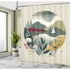 Ambesonne Cat Shower Curtain, Toasting Champagne Kitties Romantic Date Crescent Clouds Heart Balloons, Cloth Fabric Bathroom Decor Set with Hooks, 69″ W x 70″ L, Dark Night Blue Vermilion(Sage Green)