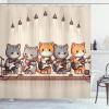 Ambesonne Cat Shower Curtain, Toasting Champagne Kitties Romantic Date Crescent Clouds Heart Balloons, Cloth Fabric Bathroom Decor Set with Hooks, 69″ W x 70″ L, Dark Night Blue Vermilion(Grey Orange and Pale Tan)