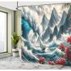 Ambesonne Cat Shower Curtain, Toasting Champagne Kitties Romantic Date Crescent Clouds Heart Balloons, Cloth Fabric Bathroom Decor Set with Hooks, 69″ W x 70″ L, Dark Night Blue Vermilion(Cadet Blue and Dark Pink)