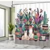 Ambesonne Cat Shower Curtain, Toasting Champagne Kitties Romantic Date Crescent Clouds Heart Balloons, Cloth Fabric Bathroom Decor Set with Hooks, 69″ W x 70″ L, Dark Night Blue Vermilion(Teal Pink and Purple)