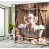 Ambesonne Cat Shower Curtain, Toasting Champagne Kitties Romantic Date Crescent Clouds Heart Balloons, Cloth Fabric Bathroom Decor Set with Hooks, 69″ W x 70″ L, Dark Night Blue Vermilion(Pink and Redwood)