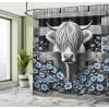 Ambesonne Cat Shower Curtain, Toasting Champagne Kitties Romantic Date Crescent Clouds Heart Balloons, Cloth Fabric Bathroom Decor Set with Hooks, 69″ W x 70″ L, Dark Night Blue Vermilion(Grey Black and Blue)