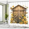 Ambesonne Cat Shower Curtain, Toasting Champagne Kitties Romantic Date Crescent Clouds Heart Balloons, Cloth Fabric Bathroom Decor Set with Hooks, 69″ W x 70″ L, Dark Night Blue Vermilion(Earth Yellow and Cocoa)