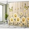 Ambesonne Cat Shower Curtain, Toasting Champagne Kitties Romantic Date Crescent Clouds Heart Balloons, Cloth Fabric Bathroom Decor Set with Hooks, 69″ W x 70″ L, Dark Night Blue Vermilion(Dark Green and Yellow)