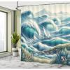 Ambesonne Cat Shower Curtain, Toasting Champagne Kitties Romantic Date Crescent Clouds Heart Balloons, Cloth Fabric Bathroom Decor Set with Hooks, 69″ W x 70″ L, Dark Night Blue Vermilion(Reseda Green Teal and Blue)