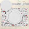 Ambesonne Romantic Place Mats Set of 4, I Love You Words Hearts Romance Couple Valentine Plain Backdrop, Washable Fabric Placemats for Dining Table, Standard Size, Scarlet White