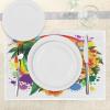 Ambesonne Valentine Place Mats Set of 4, Different Types of Heart Shapes Romance Love Theme Watercolor Striped Art, Washable Fabric Placemats for Dining Table, Standard Size, White Black(Shamrock Green)