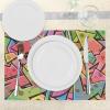 Ambesonne Valentine Place Mats Set of 4, Different Types of Heart Shapes Romance Love Theme Watercolor Striped Art, Washable Fabric Placemats for Dining Table, Standard Size, White Black(Pink Green)