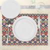 Ambesonne Valentine Place Mats Set of 4, Different Types of Heart Shapes Romance Love Theme Watercolor Striped Art, Washable Fabric Placemats for Dining Table, Standard Size, White Black(Orange Blue)