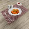 Ambesonne Valentine Place Mats Set of 4, Different Types of Heart Shapes Romance Love Theme Watercolor Striped Art, Washable Fabric Placemats for Dining Table, Standard Size, White Black(Redbrown White)