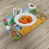 Ambesonne Valentine Place Mats Set of 4, Different Types of Heart Shapes Romance Love Theme Watercolor Striped Art, Washable Fabric Placemats for Dining Table, Standard Size, White Black(Green Amber)