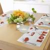 Ambesonne Valentine Place Mats Set of 4, Different Types of Heart Shapes Romance Love Theme Watercolor Striped Art, Washable Fabric Placemats for Dining Table, Standard Size, White Black(Red White)