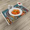 Ambesonne Valentine Place Mats Set of 4, Different Types of Heart Shapes Romance Love Theme Watercolor Striped Art, Washable Fabric Placemats for Dining Table, Standard Size, White Black(Orange Teal)