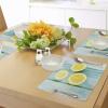 Ambesonne Valentine Place Mats Set of 4, Different Types of Heart Shapes Romance Love Theme Watercolor Striped Art, Washable Fabric Placemats for Dining Table, Standard Size, White Black(Sky Blue)