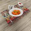 Ambesonne Valentine Place Mats Set of 4, Different Types of Heart Shapes Romance Love Theme Watercolor Striped Art, Washable Fabric Placemats for Dining Table, Standard Size, White Black(Teal Red)