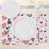 Ambesonne Valentine Place Mats Set of 4, Different Types of Heart Shapes Romance Love Theme Watercolor Striped Art, Washable Fabric Placemats for Dining Table, Standard Size, White Black(White Black)