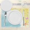 Ambesonne Valentine Place Mats Set of 4, Different Types of Heart Shapes Romance Love Theme Watercolor Striped Art, Washable Fabric Placemats for Dining Table, Standard Size, White Black(Yellow Blue)