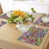 Ambesonne Valentine Place Mats Set of 4, Different Types of Heart Shapes Romance Love Theme Watercolor Striped Art, Washable Fabric Placemats for Dining Table, Standard Size, White Black(Pink Green)