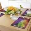 Ambesonne Valentine Place Mats Set of 4, Different Types of Heart Shapes Romance Love Theme Watercolor Striped Art, Washable Fabric Placemats for Dining Table, Standard Size, White Black(Purple Yellow)