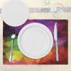Ambesonne Valentine Place Mats Set of 4, Different Types of Heart Shapes Romance Love Theme Watercolor Striped Art, Washable Fabric Placemats for Dining Table, Standard Size, White Black(Purple Yellow)