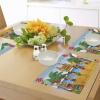 Ambesonne Valentine Place Mats Set of 4, Different Types of Heart Shapes Romance Love Theme Watercolor Striped Art, Washable Fabric Placemats for Dining Table, Standard Size, White Black(Green Amber)