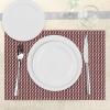 Ambesonne Valentine Place Mats Set of 4, Different Types of Heart Shapes Romance Love Theme Watercolor Striped Art, Washable Fabric Placemats for Dining Table, Standard Size, White Black(Redbrown White)