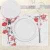 Ambesonne Valentine Place Mats Set of 4, Different Types of Heart Shapes Romance Love Theme Watercolor Striped Art, Washable Fabric Placemats for Dining Table, Standard Size, White Black(Scarlet White)
