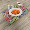 Ambesonne Valentine Place Mats Set of 4, Different Types of Heart Shapes Romance Love Theme Watercolor Striped Art, Washable Fabric Placemats for Dining Table, Standard Size, White Black(Pink Green)