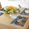 Ambesonne Valentine Place Mats Set of 4, Different Types of Heart Shapes Romance Love Theme Watercolor Striped Art, Washable Fabric Placemats for Dining Table, Standard Size, White Black(Orange Teal)