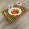 Ambesonne Valentine Place Mats Set of 4, Different Types of Heart Shapes Romance Love Theme Watercolor Striped Art, Washable Fabric Placemats for Dining Table, Standard Size, White Black(Marigold Orange and Green)