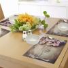 Ambesonne Valentine Place Mats Set of 4, Different Types of Heart Shapes Romance Love Theme Watercolor Striped Art, Washable Fabric Placemats for Dining Table, Standard Size, White Black(Brown Pink)